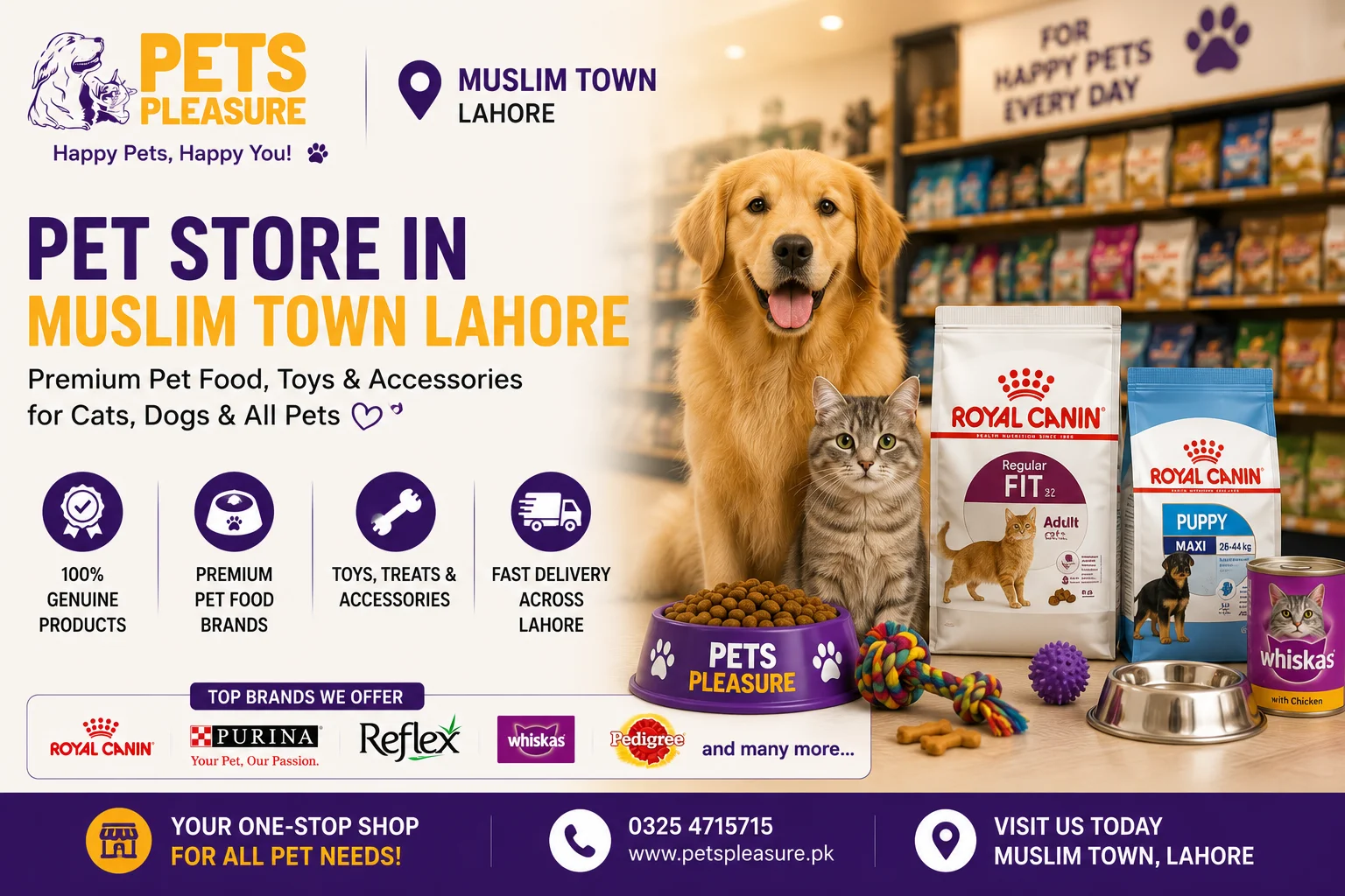 Best Pet Store in Muslim Town Lahore – Premium Pet Food & Pet Supplies | Pets Pleasure