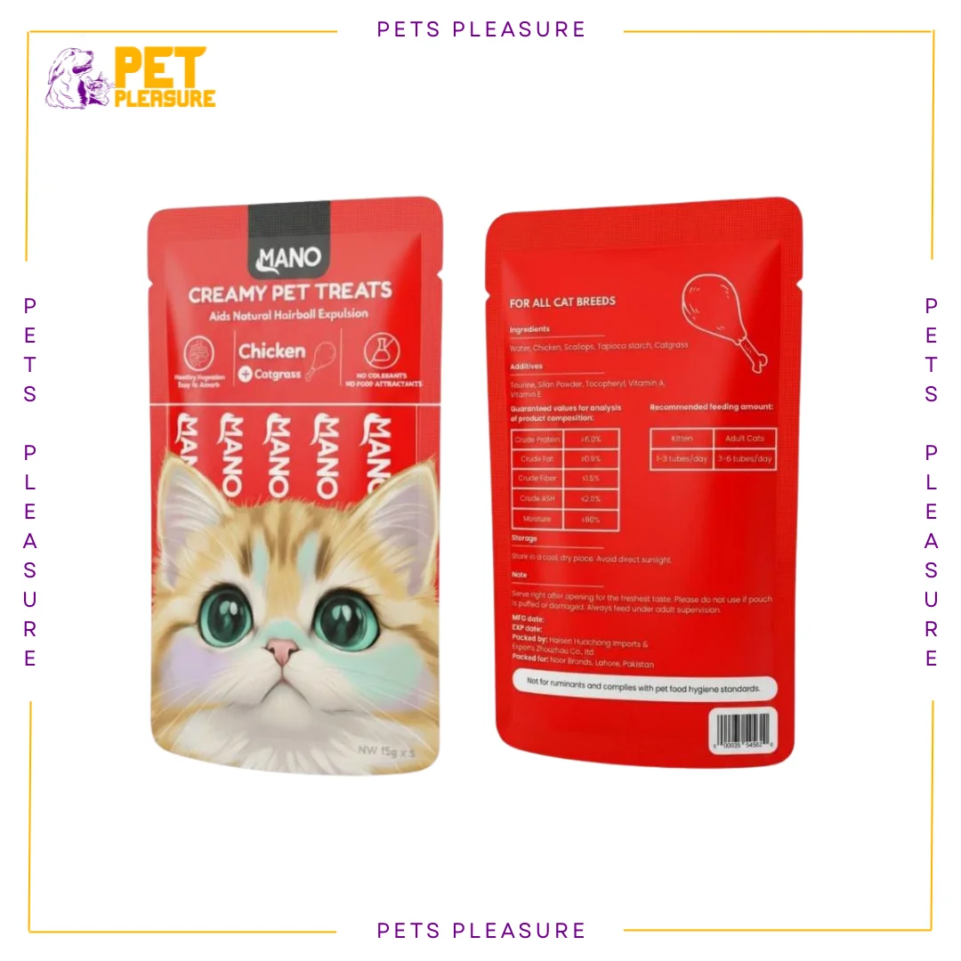 Mano Chicken & Cat Grass Cat Treat – Creamy Lickable Chicken Treat for Cats