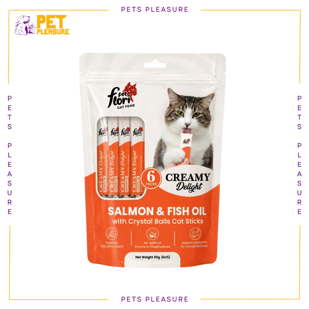 Flori Pet Salmon & Fish Oil Cat Treat – Creamy Lickable Salmon Treat for Cats